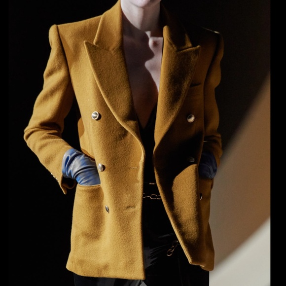 Yves Saint Laurent Jacket Black Wool Double Breasted Pea Coat Jacket Vintage 90s - Picture 10 of 11